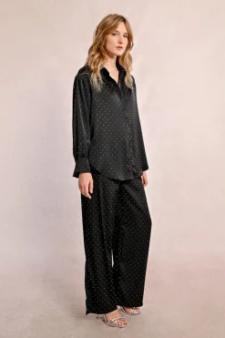 Chemisier satiné à strass