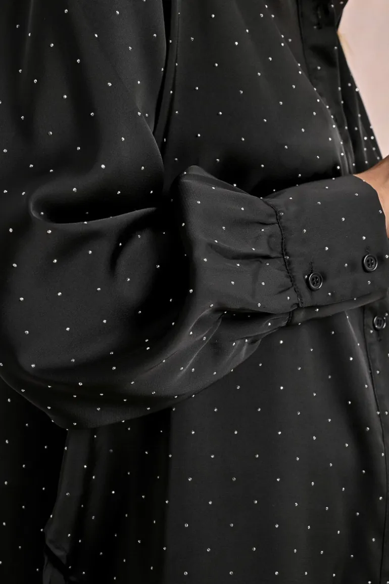 Chemisier satiné à strass