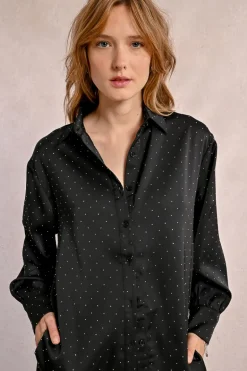 Chemisier satiné à strass