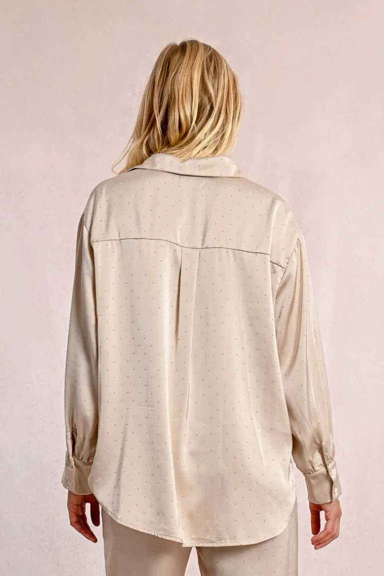 Chemisier satiné à strass