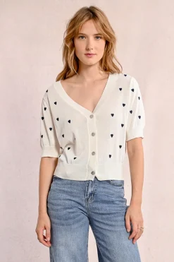 Gilet crop, motif c艙ur
