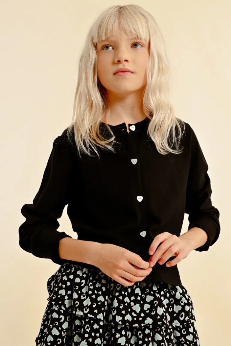 Gilet en maille, boutons c艙ur
