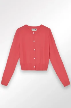 Gilet en maille, boutons c艙ur