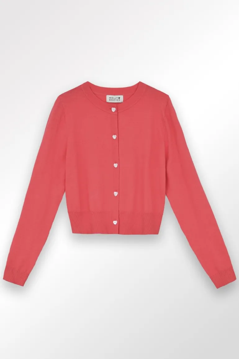 Gilet en maille, boutons c艙ur