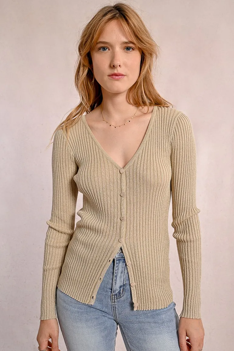 Gilet en maille côtelé