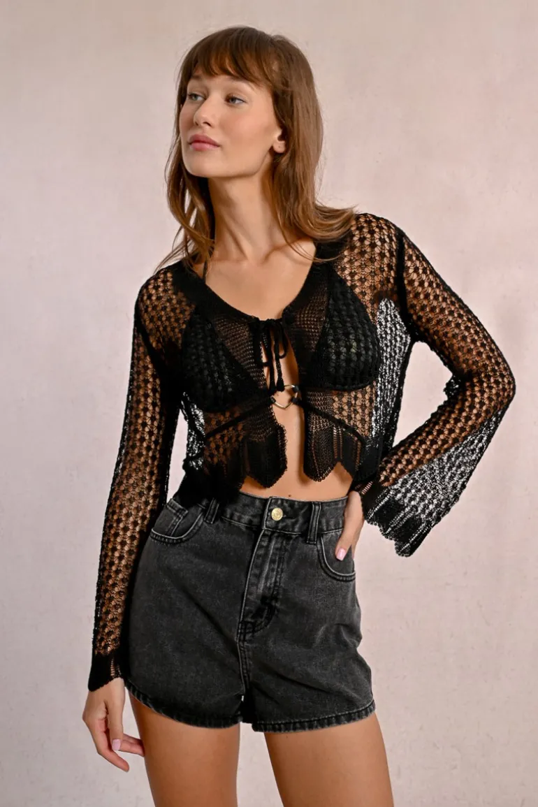 Gilet en maille fine, nouable
