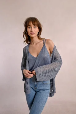 Gilet en maille irisé et semi-transparence