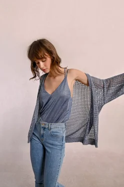 Gilet en maille irisé et semi-transparence