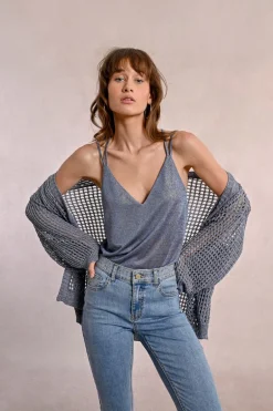 Gilet en maille irisé et semi-transparence