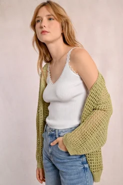 Gilet en maille irisé et semi-transparence