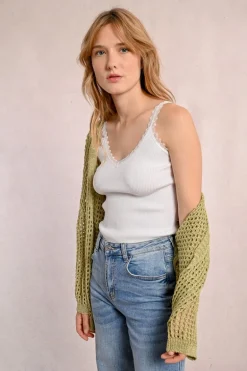 Gilet en maille irisé et semi-transparence