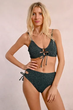 Haut de maillot irisé à lacets