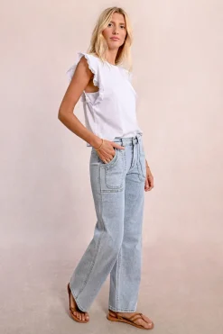 Jean large surpiqué