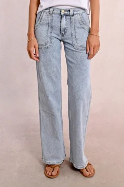Jean large surpiqué