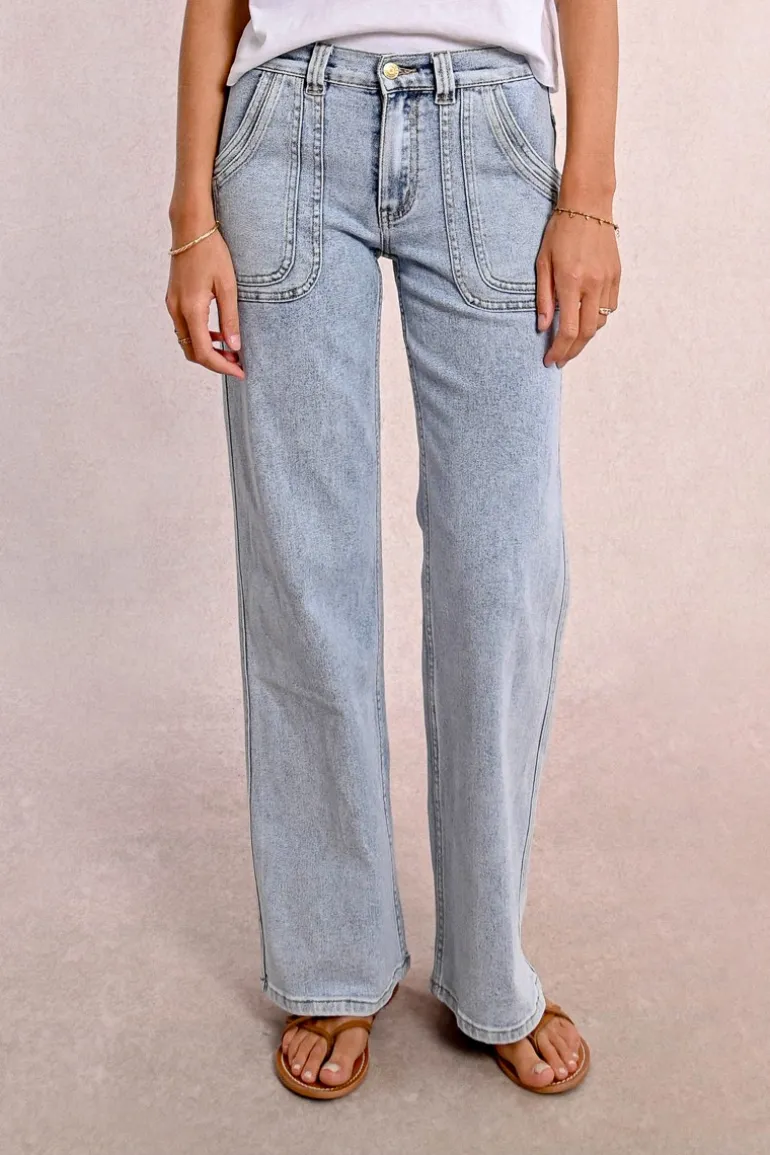 Jean large surpiqué