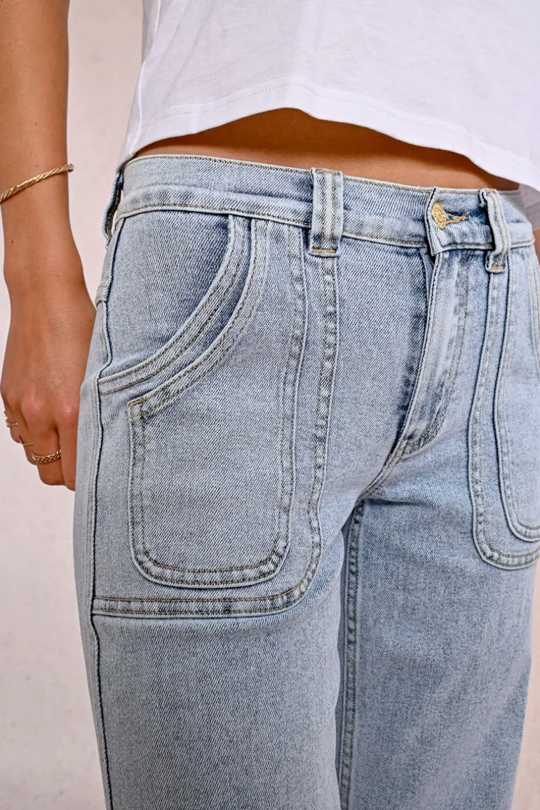 Jean large surpiqué
