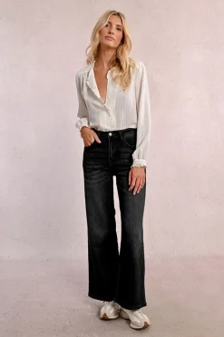 Jeans large à la taille haute