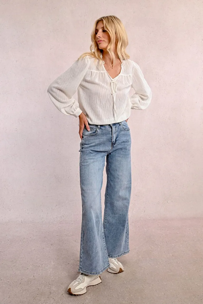 Jeans large à la taille haute