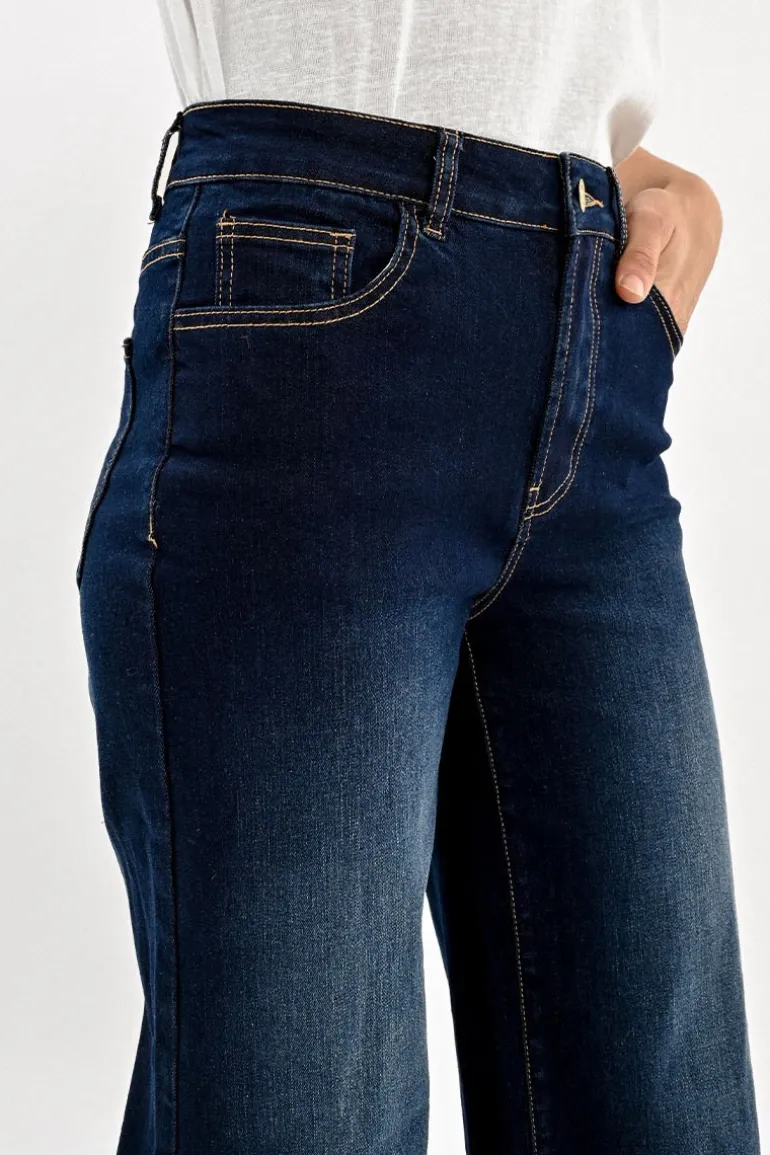 Jeans large à la taille haute