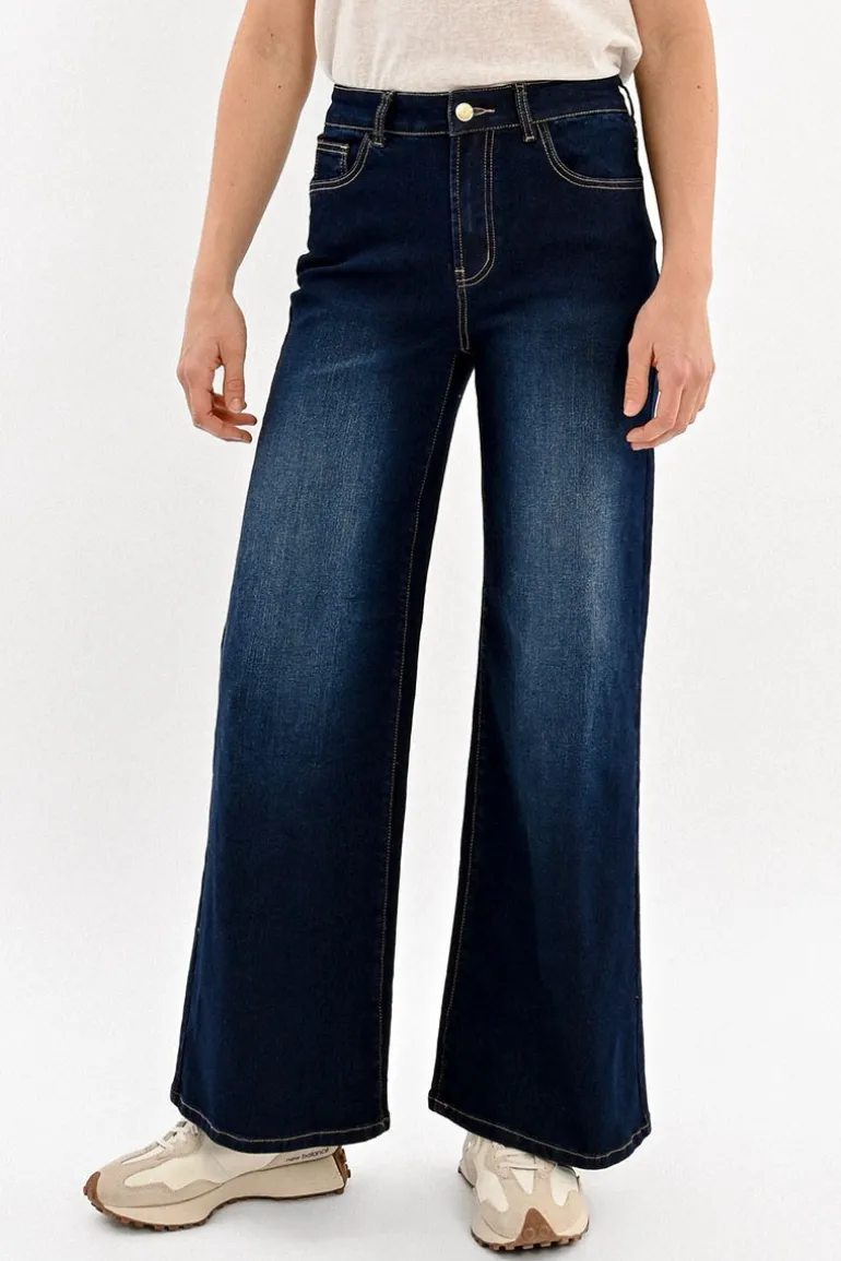 Jeans large à la taille haute