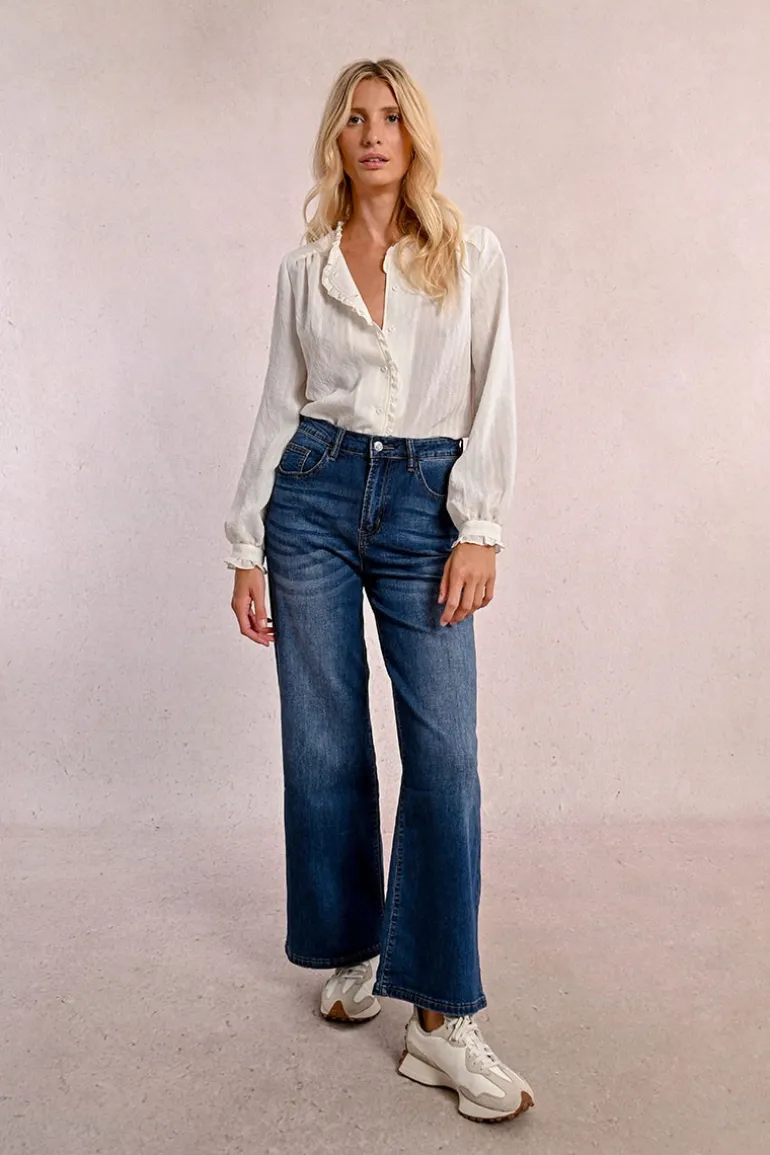 Jeans large à la taille haute