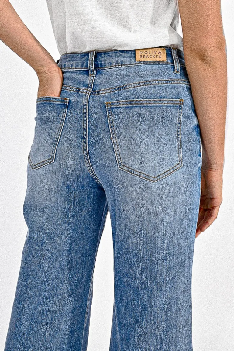 Jeans large à la taille haute