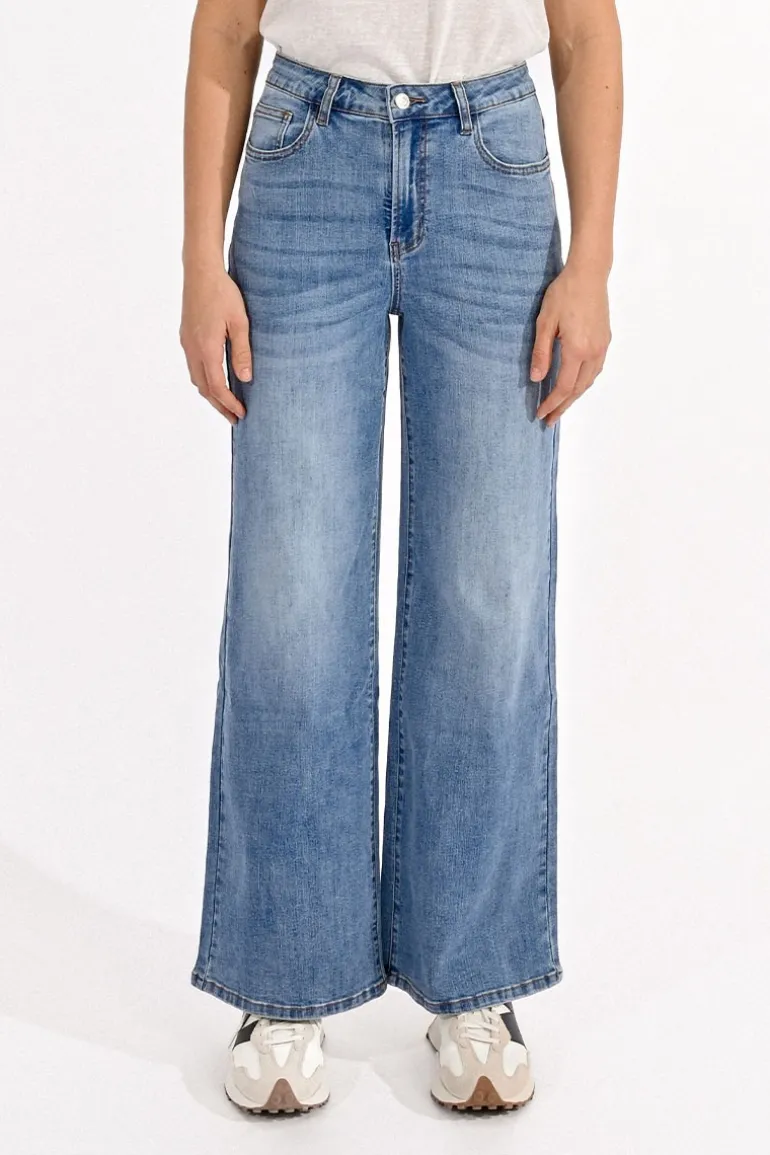 Jeans large à la taille haute