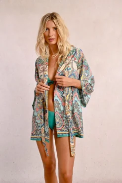 Kimono satiné et imprimé