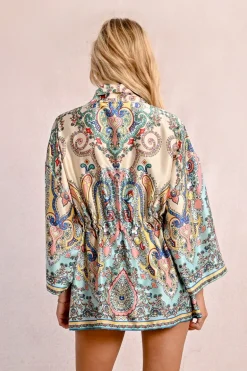 Kimono satiné et imprimé