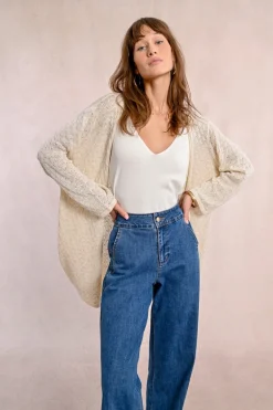 Long gilet en maille, manches longues