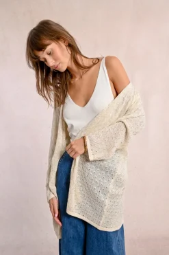 Long gilet en maille, manches longues
