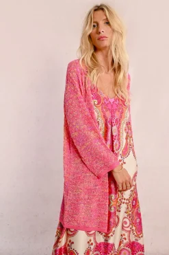 Long gilet en maille, manches longues