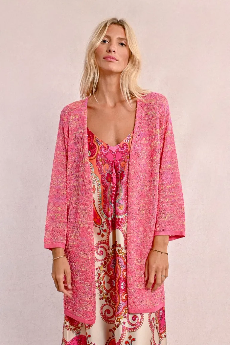 Long gilet en maille, manches longues