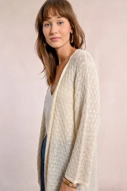Long gilet en maille, manches longues