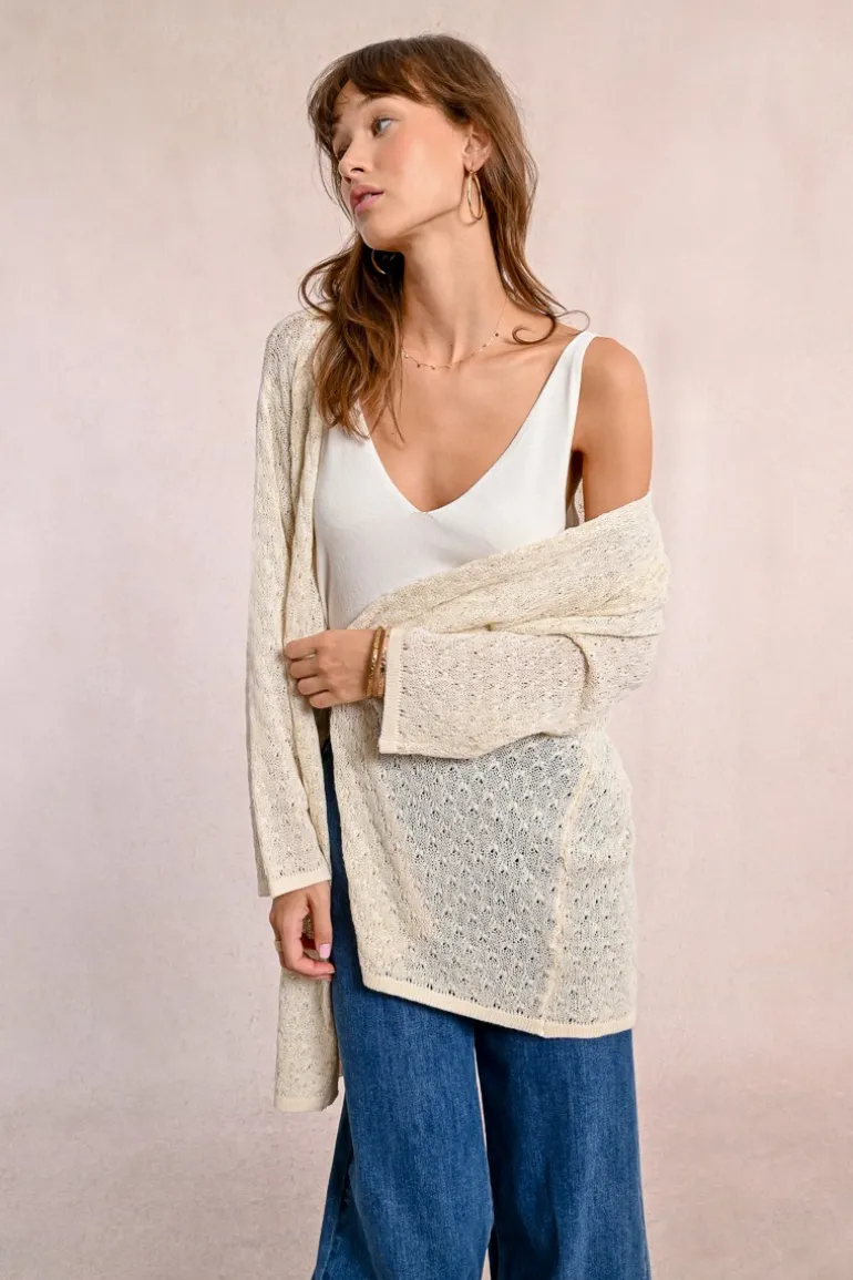 Long gilet en maille, manches longues