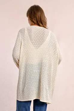 Long gilet en maille, manches longues