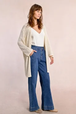 Long gilet en maille, manches longues