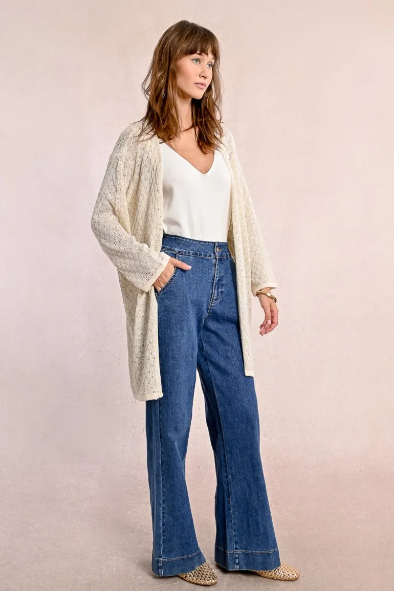 Long gilet en maille, manches longues