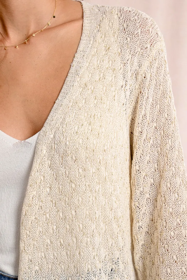 Long gilet en maille, manches longues