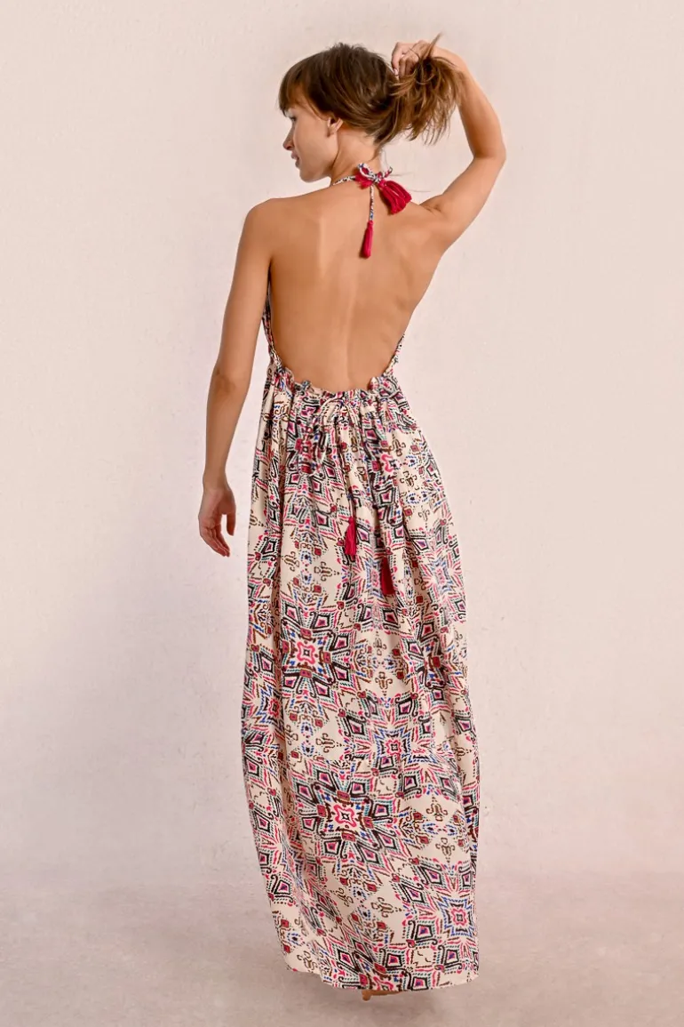 Longue robe à imprimé ethnique