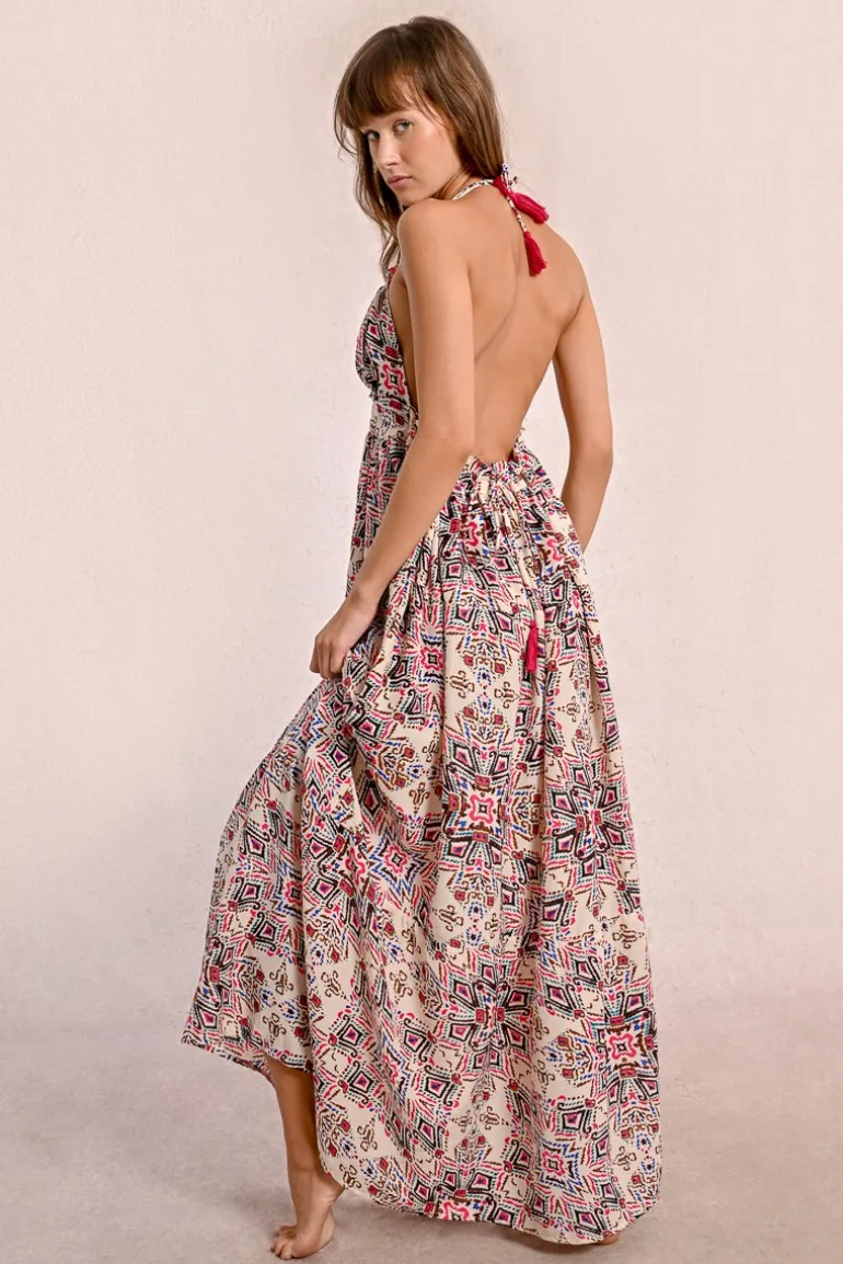 Longue robe à imprimé ethnique