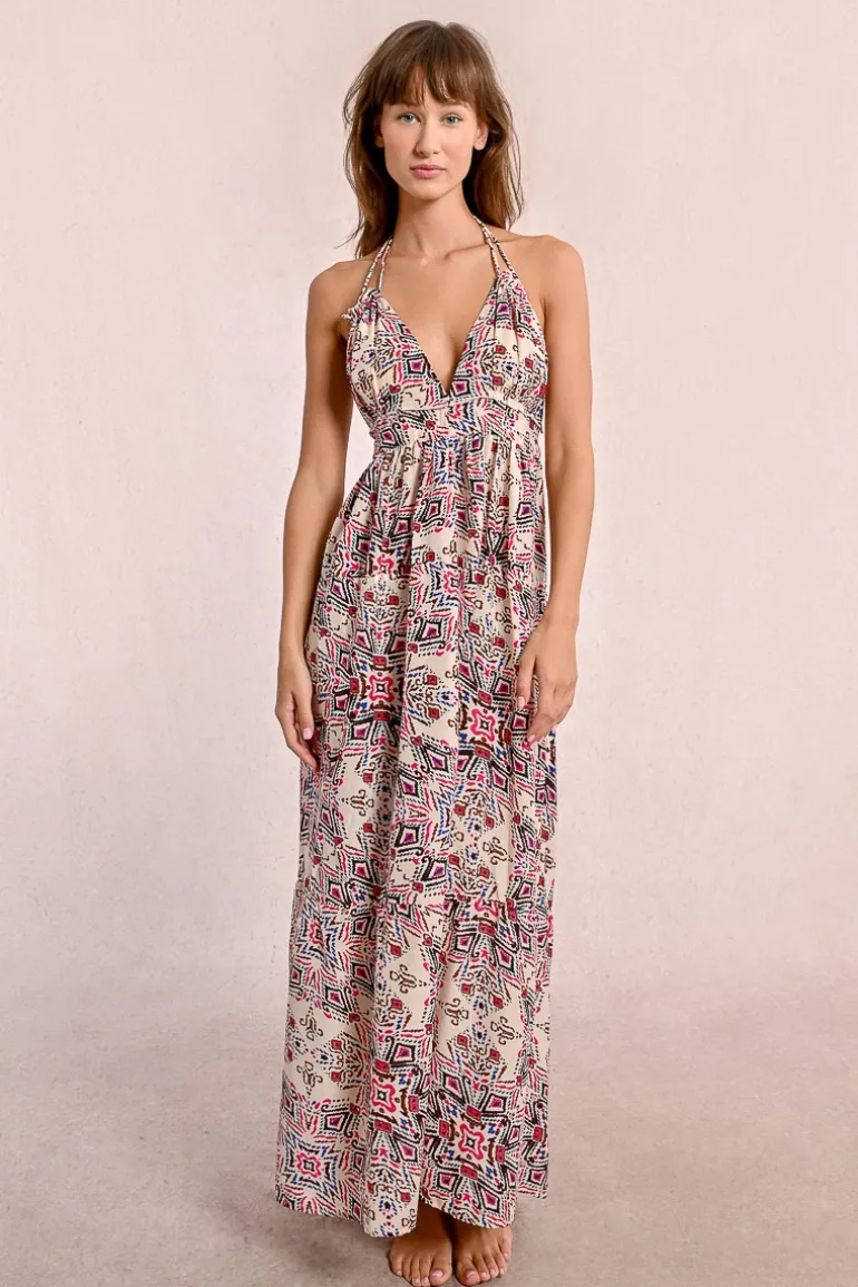 Longue robe à imprimé ethnique