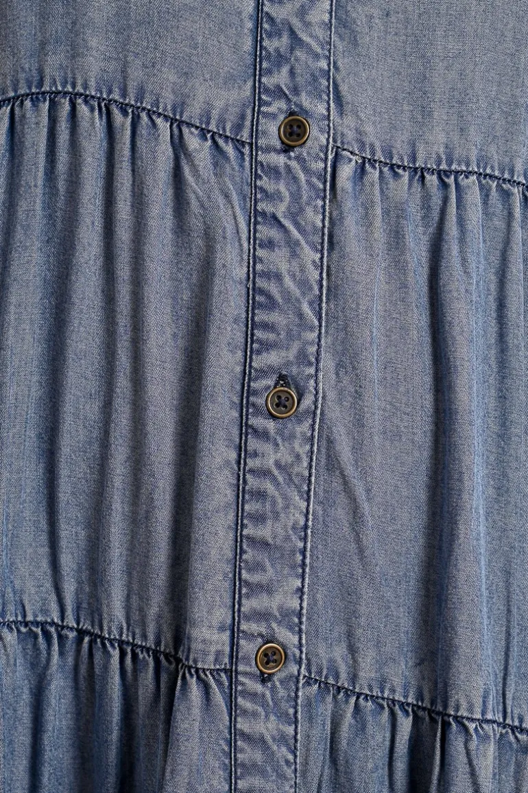 Longue robe chemise à volants