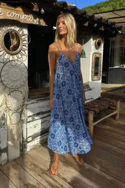 Longue robe fluide, imprimée
