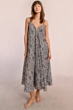 Longue robe fluide, imprimé léopard