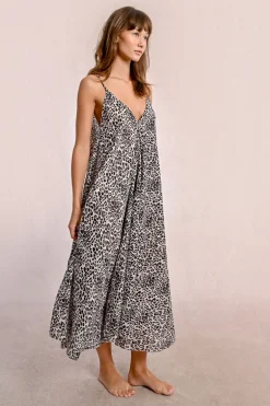 Longue robe fluide, imprimé léopard