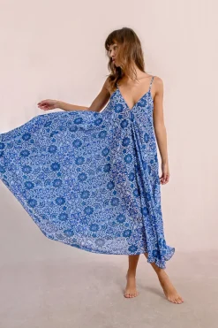 Longue robe fluide, imprimée
