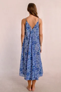 Longue robe fluide, imprimée