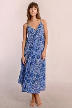 Longue robe fluide, imprimée