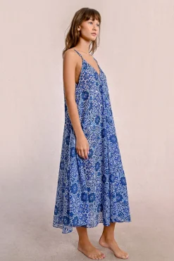 Longue robe fluide, imprimée